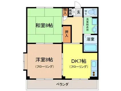 サンサイド高江(2DK/1階)の間取り写真