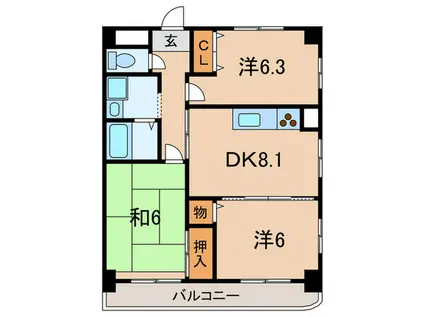 アーバンハイム武田(3DK/3階)の間取り写真