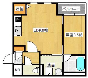 BRANCHE宇品(ワンルーム/4階)の間取り写真