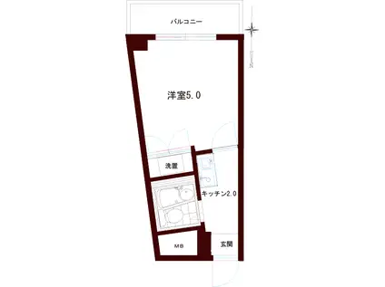 クレッセントI-1(1K/4階)の間取り写真