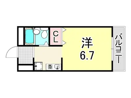 リバーサイドハイツ米田(1K/2階)の間取り写真