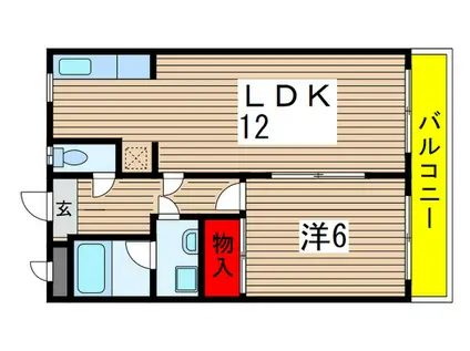 YKハウス稲毛東(1LDK/3階)の間取り写真