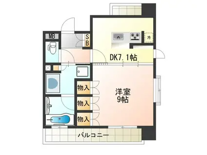 KAISEI堺(1DK/8階)の間取り写真