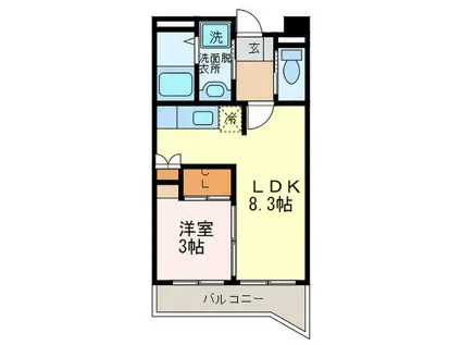 アルゴ・イマージュ千防(1LDK/2階)の間取り写真