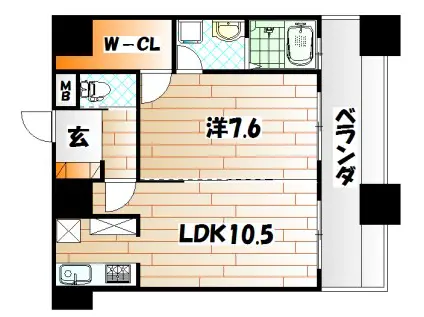 MOJI MID AIR(1LDK/4階)の間取り写真