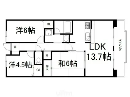 ファミールハイツ京都伏見ステージⅠ(3LDK/5階)の間取り写真