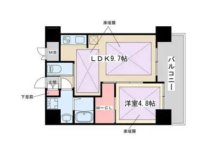 ノルデンハイム江坂Ⅲ(1LDK/11階)の間取り写真