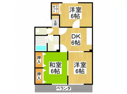 サニープレイス美原(3DK/1階)の間取り写真