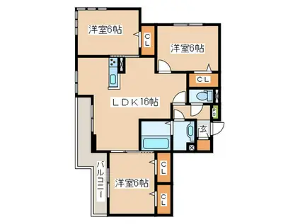 CASA FLORESTA(3LDK/2階)の間取り写真