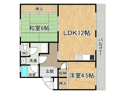 アブニール篠崎第2ビル(2LDK/4階)の間取り写真