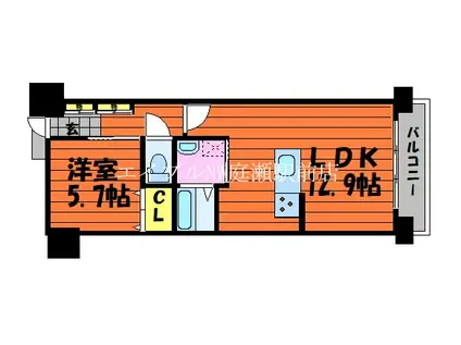 アルファステイツ倉敷中庄(1LDK/3階)の間取り写真
