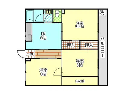 マンション加地(3DK/2階)の間取り写真