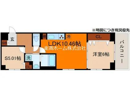 二条城東レジデンス(1SLDK/1階)の間取り写真