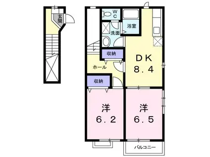 メゾンド・デニムA(2DK/2階)の間取り写真