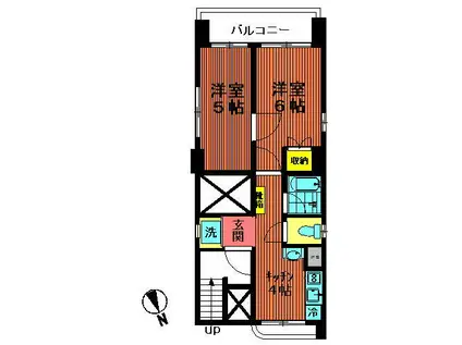 マベビル(2K/2階)の間取り写真