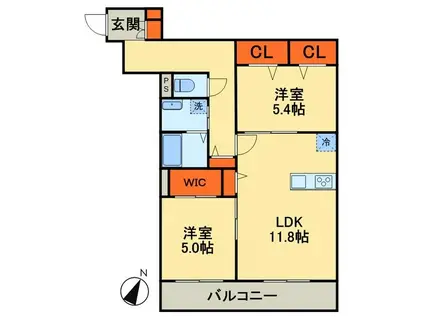 アイリスタ柏(2LDK/3階)の間取り写真