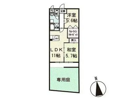 ハイツみずき(2LDK/1階)の間取り写真