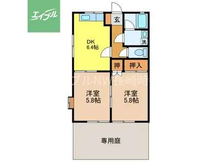 ファミール舞(2DK/1階)の間取り写真