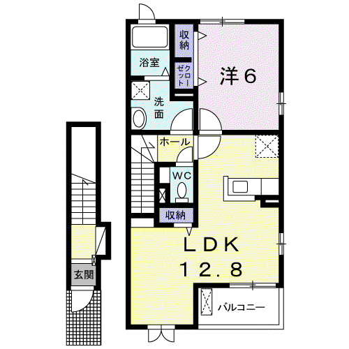 ラフォレスタ3(1LDK/2階)の間取り写真