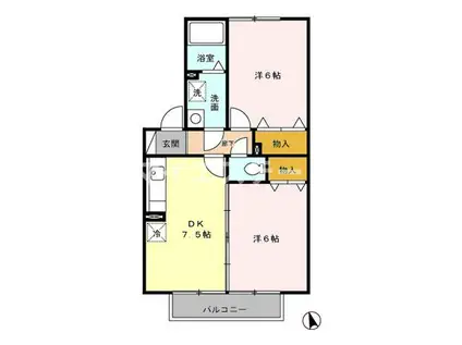 サンアドヴァンス(2DK/2階)の間取り写真