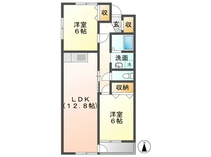 FIORE CILIEGIO(2LDK/2階)の間取り写真