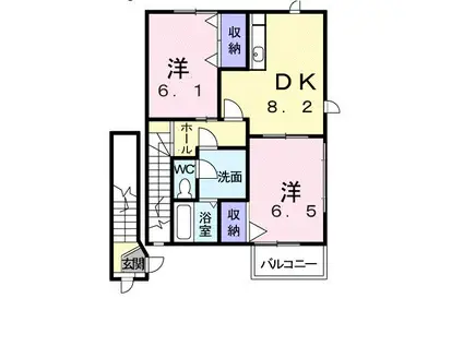 メゾングレースB(2DK/2階)の間取り写真