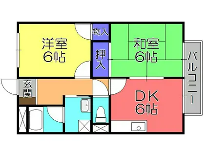 エクセル南天保B(2DK/1階)の間取り写真