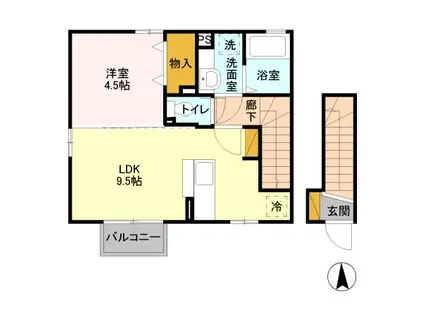 ヴェルドミール・ドゥA(1LDK/2階)の間取り写真