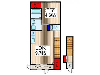 ルメイユ(1LDK/2階)の間取り写真
