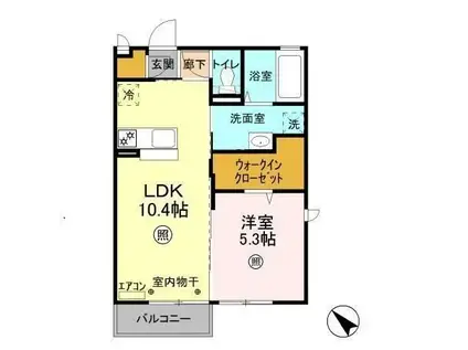 シャンテクレール I(1LDK/2階)の間取り写真