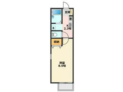 ボヌール水海道(1K/1階)の間取り写真