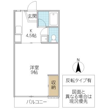 メゾン武内C棟(1K/2階)の間取り写真