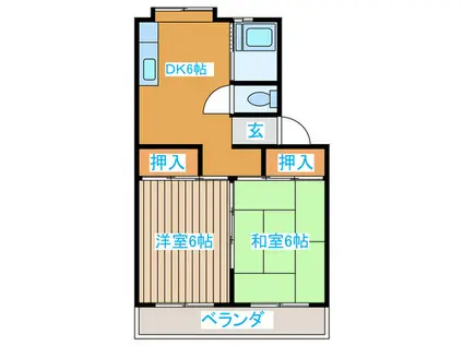 コーポ信濃(2DK/3階)の間取り写真