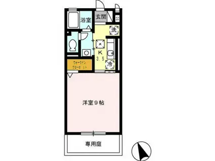 グランモア西風(1K/1階)の間取り写真