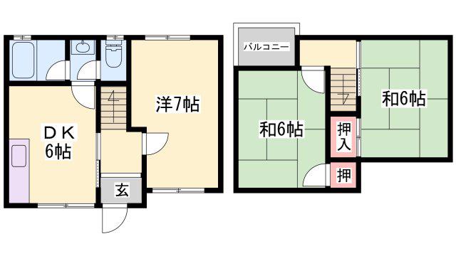 2加古川ヤングハイツ(3DK/1階)の間取り写真