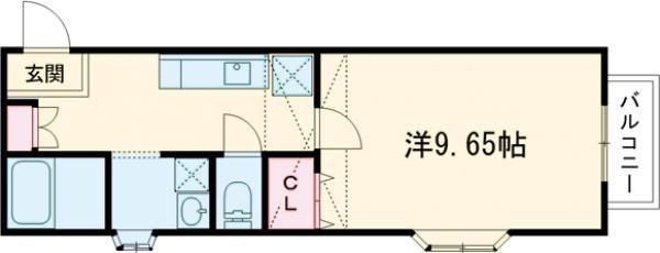 エルマーノ愛子中央一番館(1K/2階)の間取り写真