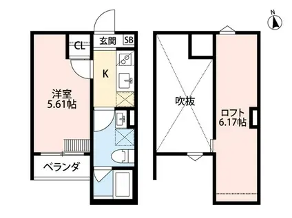 ASSO二条通(1K/2階)の間取り写真