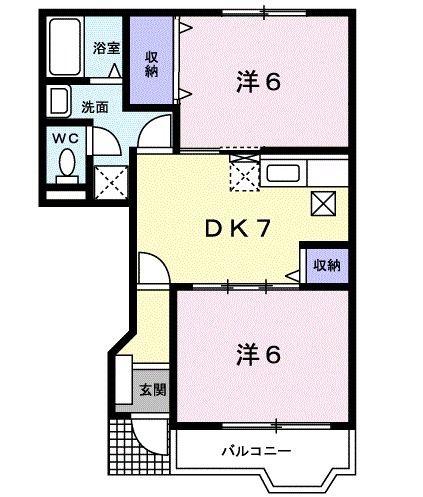 ドルフィンS(2DK/1階)の間取り写真