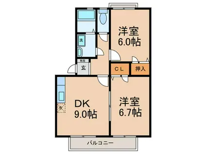 サンワード篠栗IIA(2LDK/2階)の間取り写真