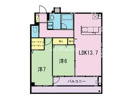 フロイデ堂林(2LDK/2階)の間取り写真