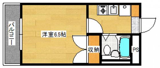 パステルクボ15(1K/6階)の間取り写真