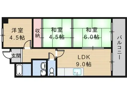 メゾンドール水野(3LDK/3階)の間取り写真