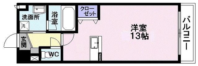 パラディーゾ木の実町(ワンルーム/5階)の間取り写真