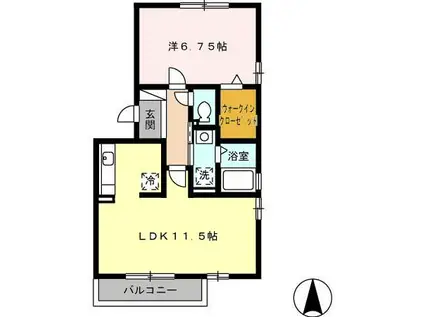 グランパティオ B棟(1LDK/3階)の間取り写真