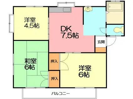 メゾンサンライトI(3DK/1階)の間取り写真