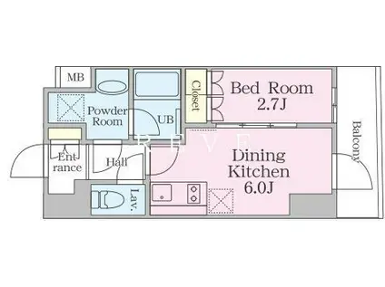 リージア浅草橋(1DK/9階)の間取り写真