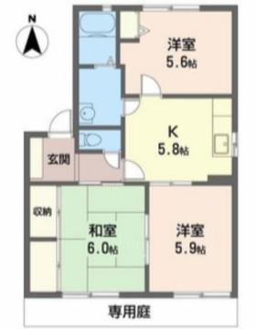 フォーレス塩屋(3K/1階)の間取り写真