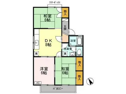 セシルパークC棟(3DK/2階)の間取り写真