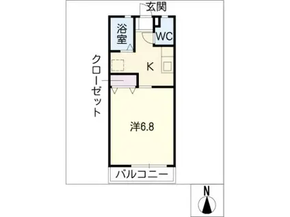 アンデルセン3号棟(1K/2階)の間取り写真
