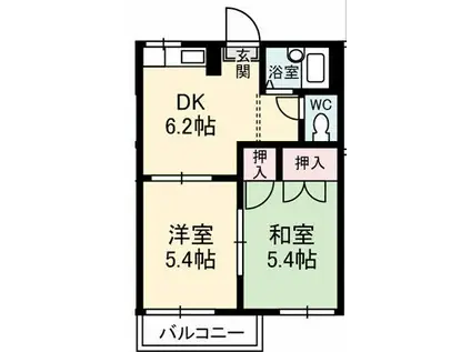 センターストリームB(2DK/2階)の間取り写真